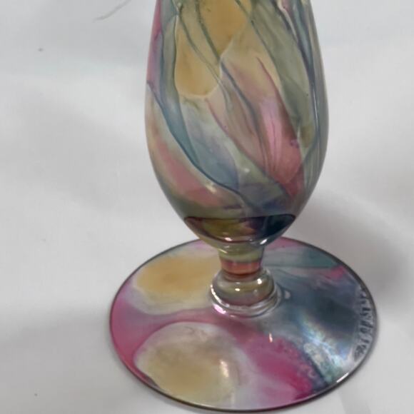 Rueven Nouveau Art Glass Co. Hand Painted Translucent Bud Vase 8" Tall - Picture 15 of 15